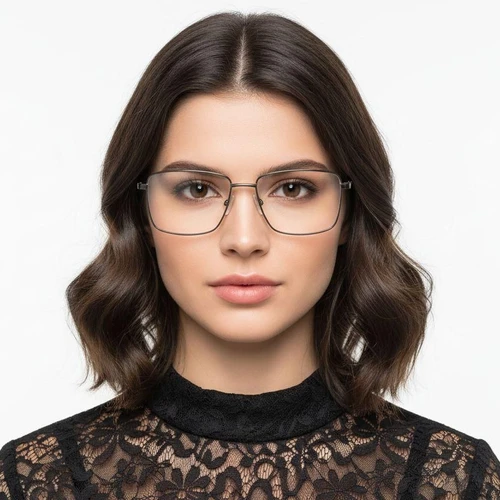 Verres rectangulaires en métal gris #BS0420-0269