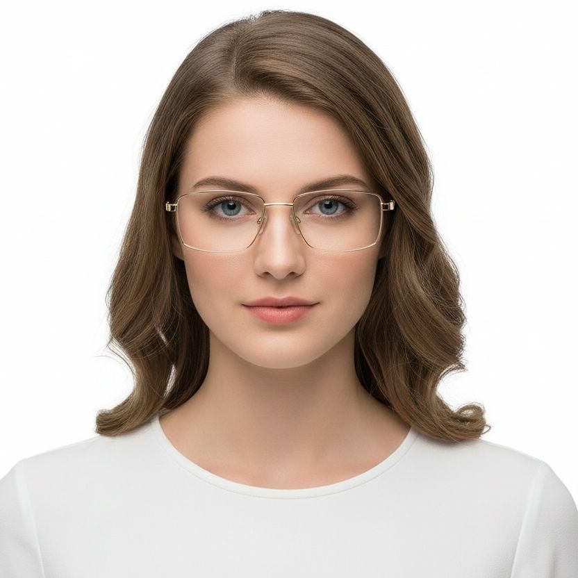 Rectangular Golden Metal Glasses #BS0420-0271