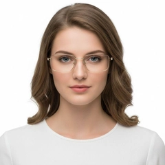 Rectangular Golden Metal Glasses #BS0420-0271