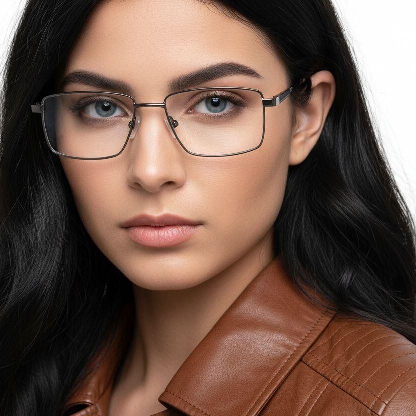 Rectangular Grey Metal Glasses #BS0420-0273