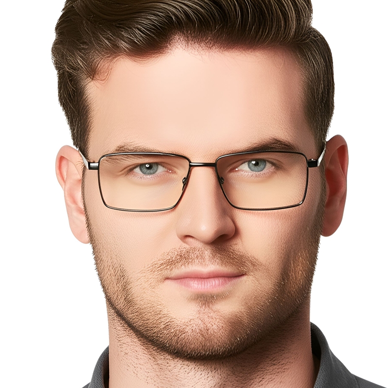 Rectangular Black Metal Glasses #BS0420-0274