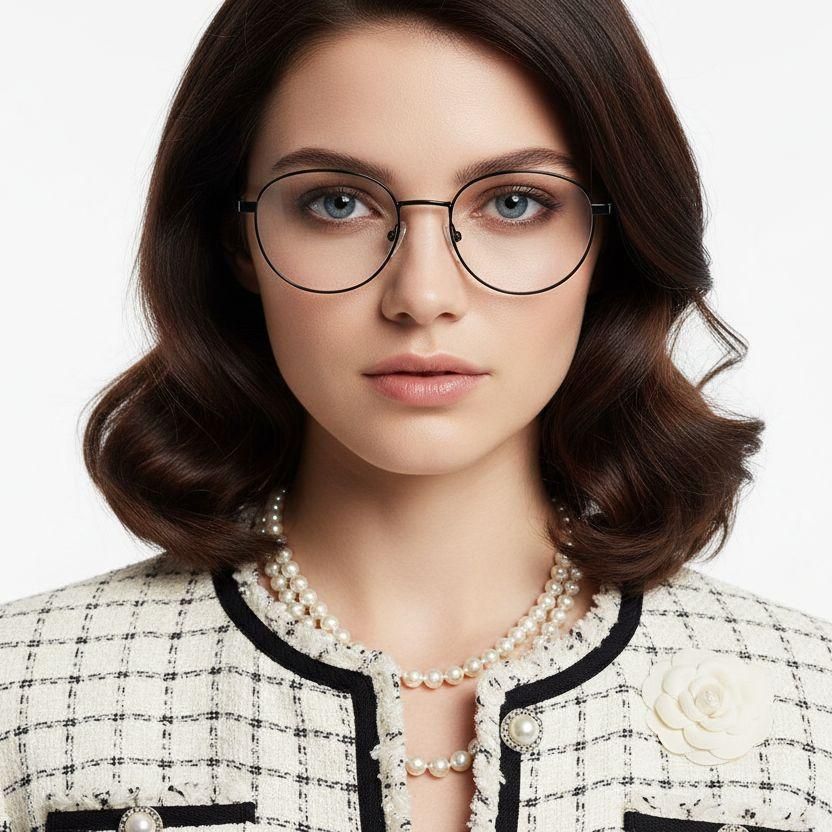 Occhiali rotondi in metallo nero #BS0420-0278