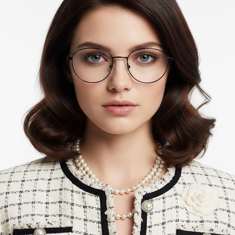 Occhiali rotondi in metallo nero #BS0420-0278