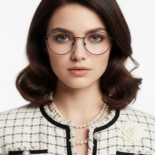 Lunettes rondes en métal noir #BS0420-0278