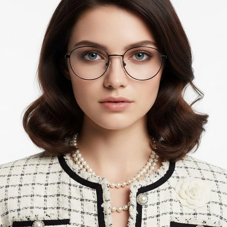 Gafas redondas de metal negro #BS0420-0278