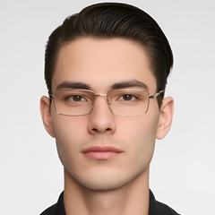 Rectangular Golden Metal Glasses #BS0420-0279