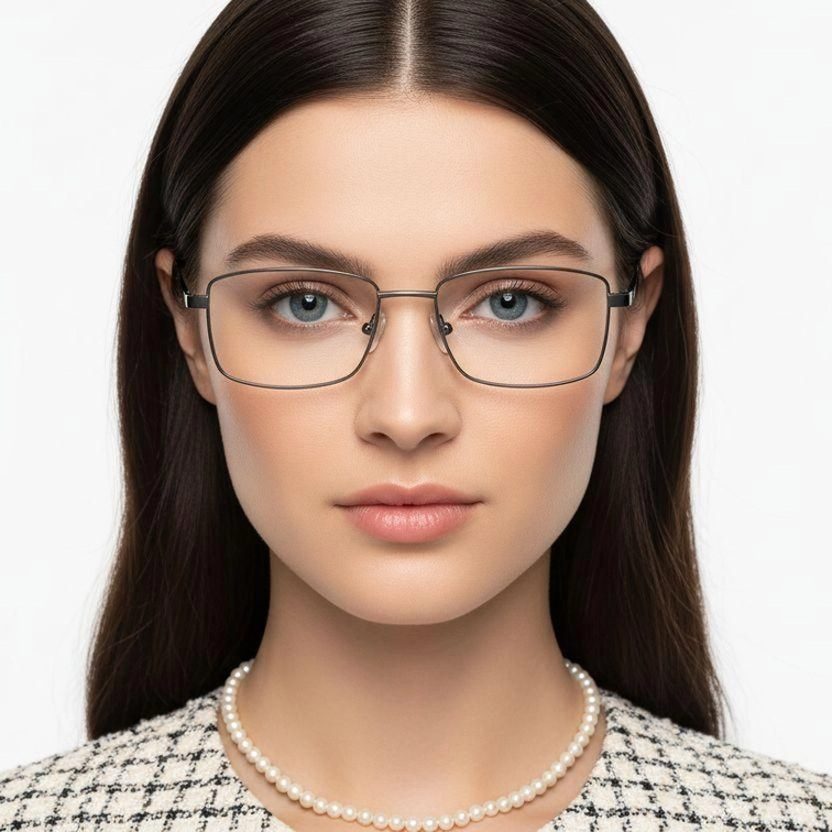Rectangular Grey Metal Glasses #BS0420-0281