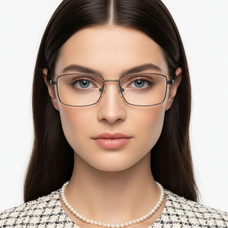Rectangular Grey Metal Glasses #BS0420-0281