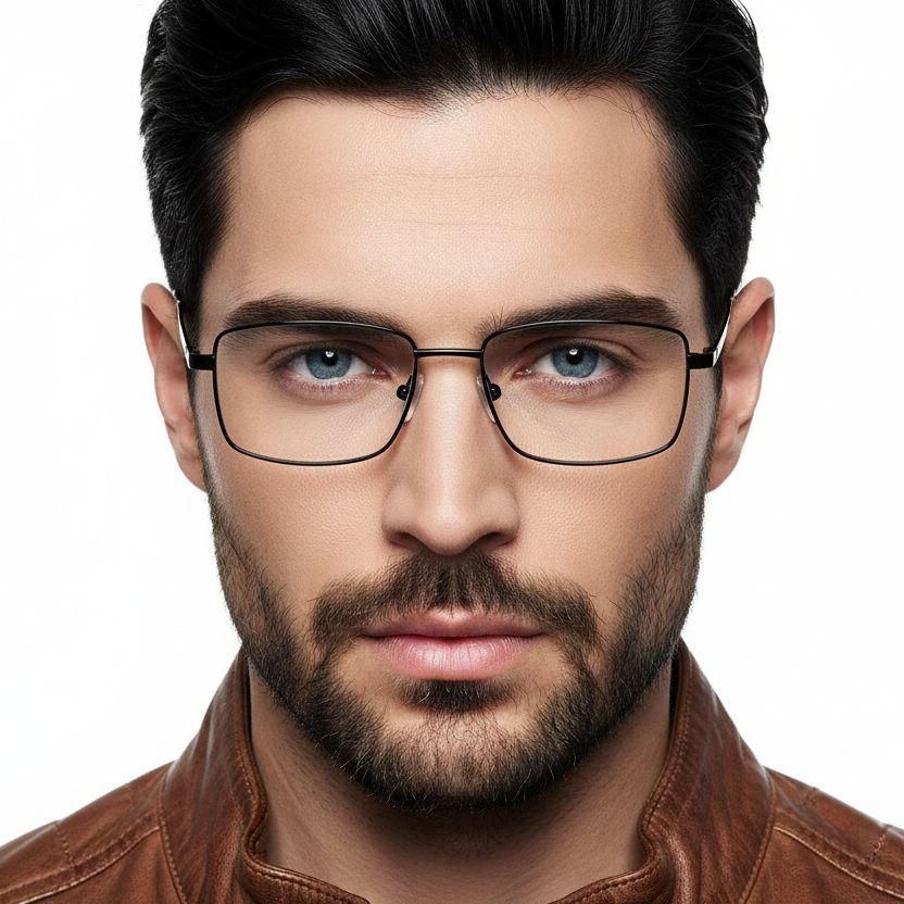 Rectangular Black Metal Glasses #BS0420-0282