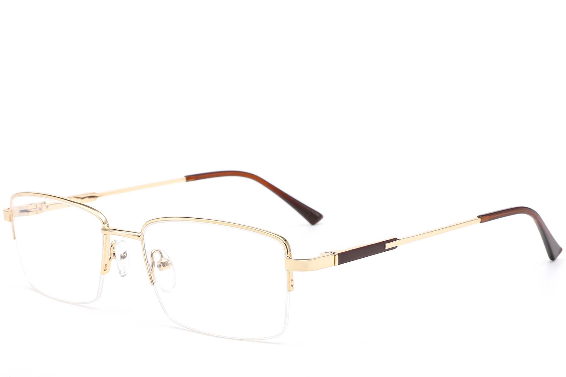 Semi-rimless Golden Metal Glasses #BS0420-0283