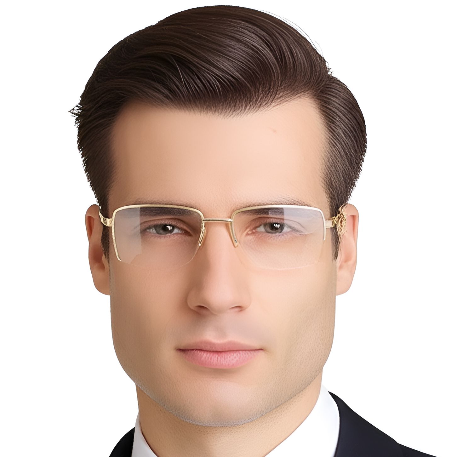 Semi-rimless Golden Metal Glasses #BS0420-0283