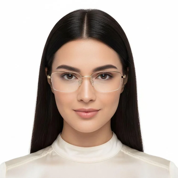 Semi-rimless Golden Metal Glasses #BS0420-0283