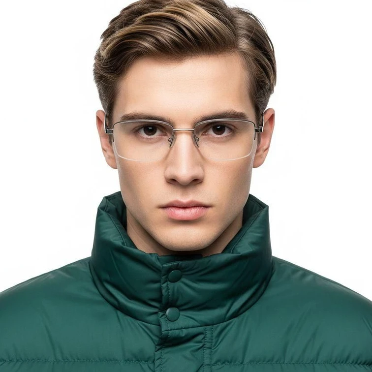 Gafas de metal plateado semi al aire #BS0420-0284