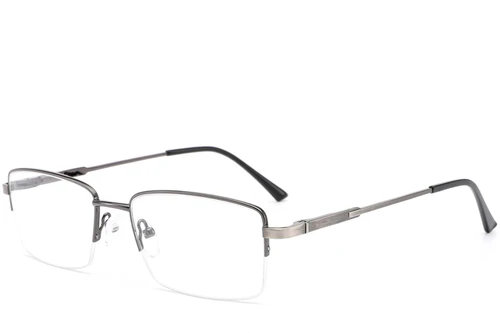 Semi-rimless Grey Metal Glasses #BS0420-0285