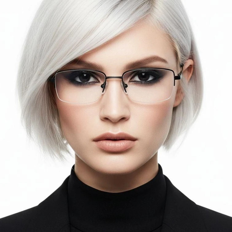 Gafas de metal negro semi al aire #BS0420-0286