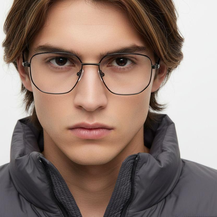 Geometrische graue Metallbrille #BS0420-0289