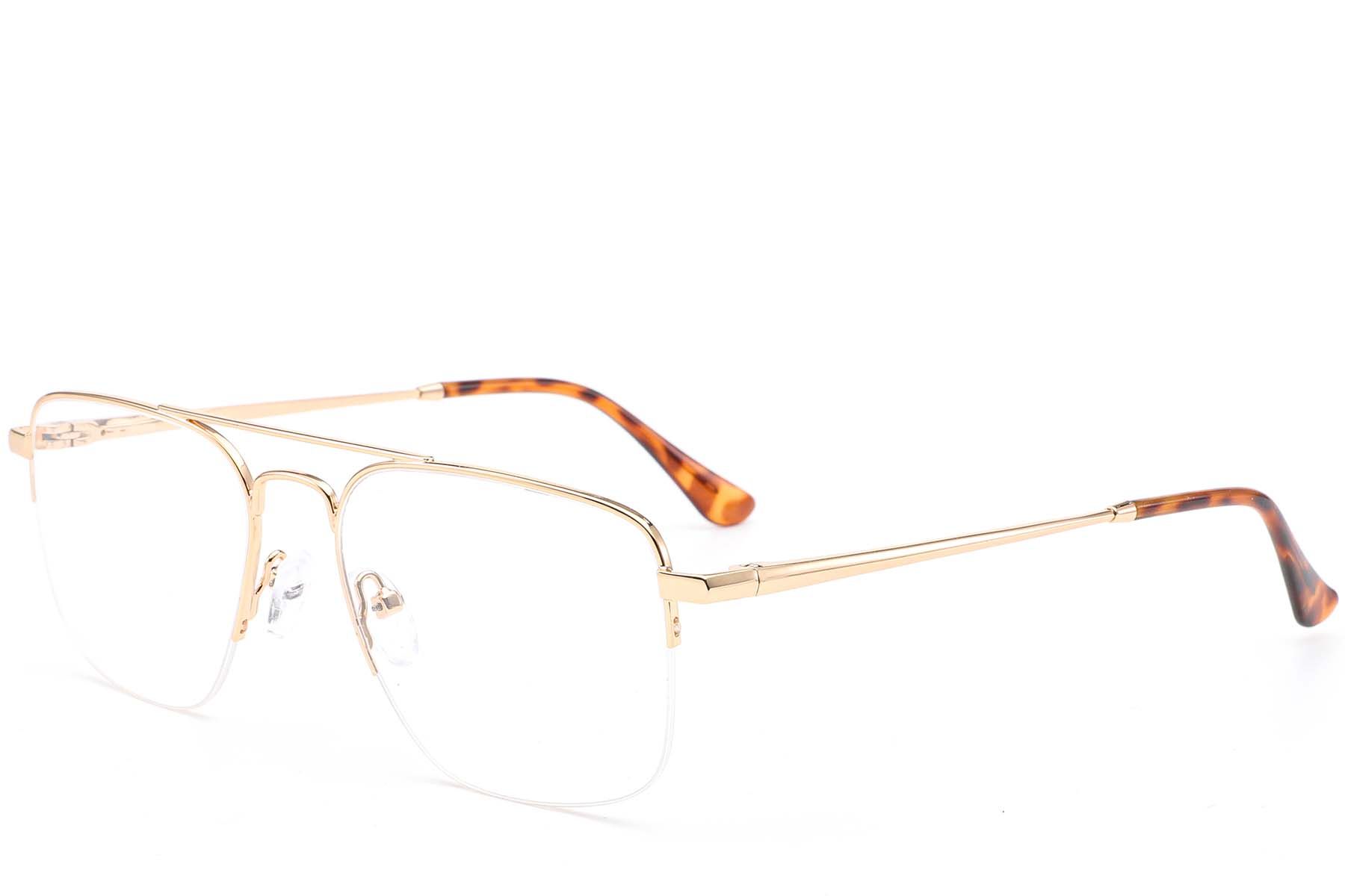 Semi-rimless Golden Metal Glasses #BS0420-0295