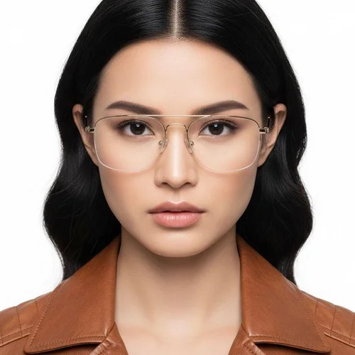 Lunettes demi-cerclées en métal doré #BS0420-0295