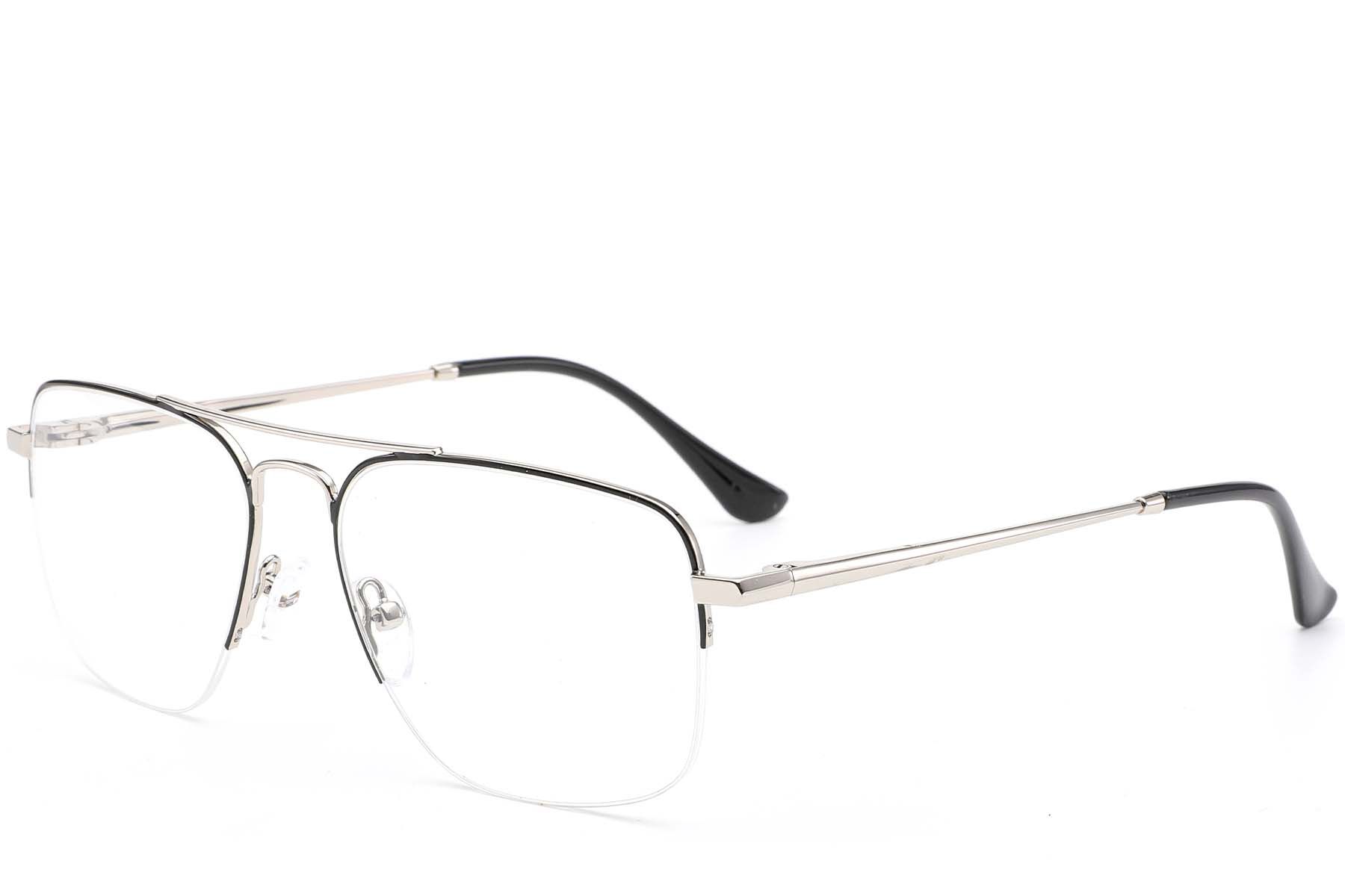 Semi-rimless Silver Metal Glasses #BS0420-0296