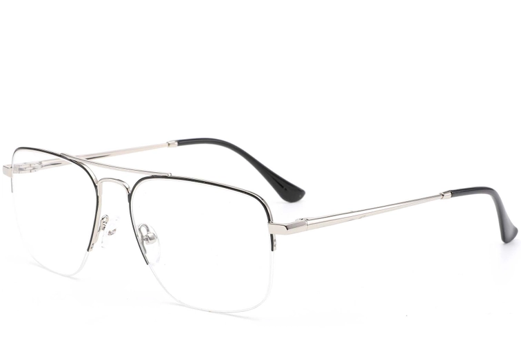 Semi-rimless Silver Metal Glasses #BS0420-0296