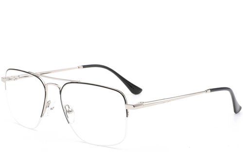 Lunettes demi-cerclées en métal argenté #BS0420-0296