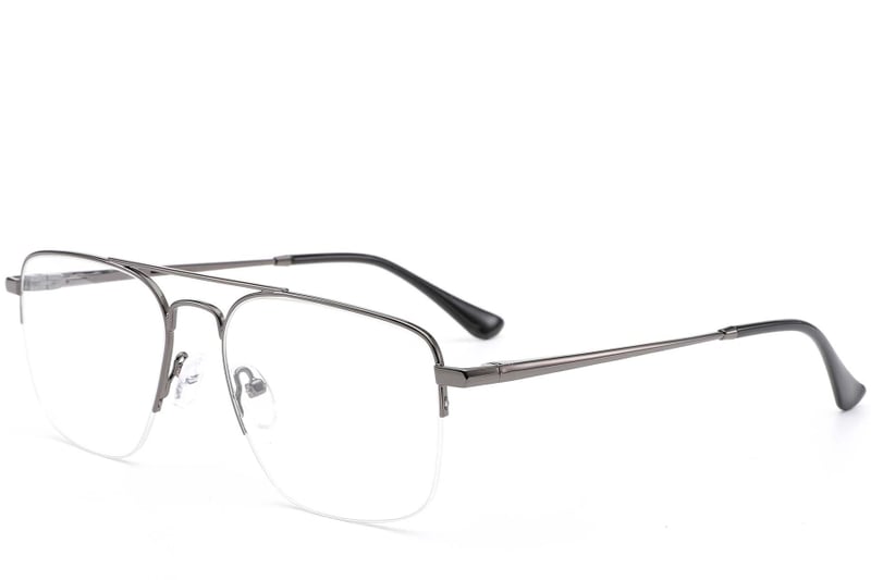 Semi-rimless Grey Metal Glasses #BS0420-0297