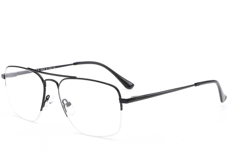 Semi-rimless Black Metal Glasses #BS0420-0298