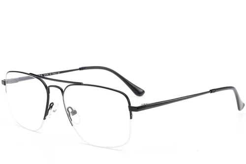 Lunettes de soleil demi-cerclées en métal noir #BS0420-0298