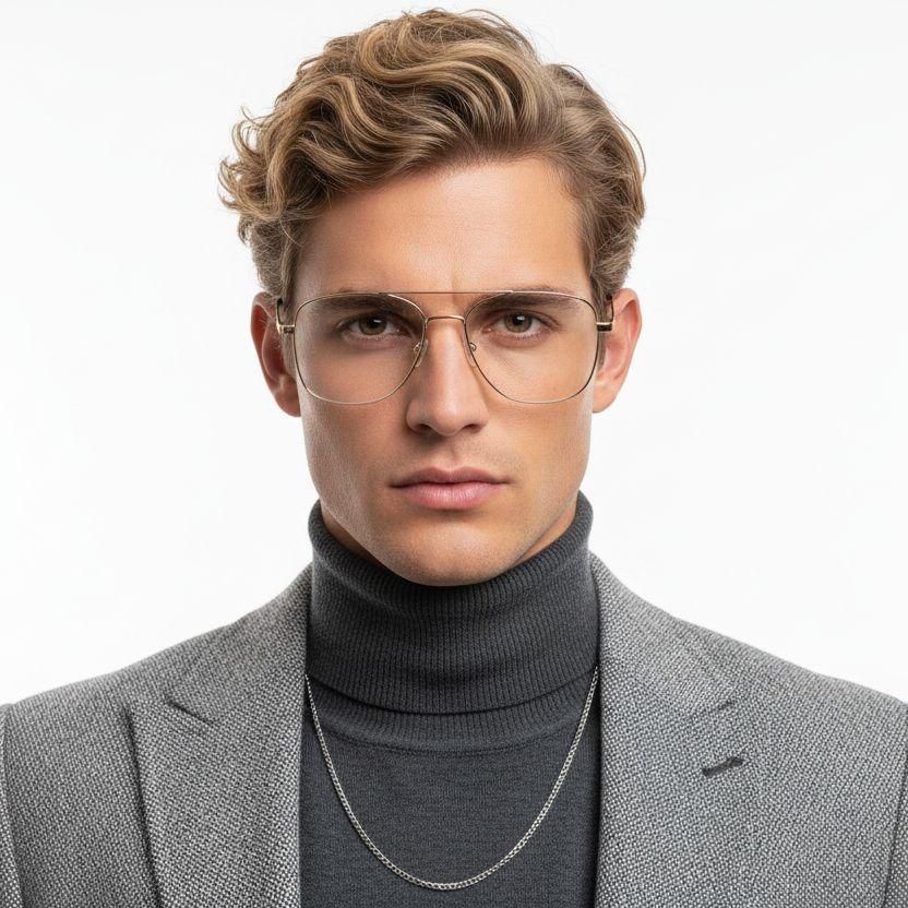 Aviator Golden Metal Glasses #BS0420-0299