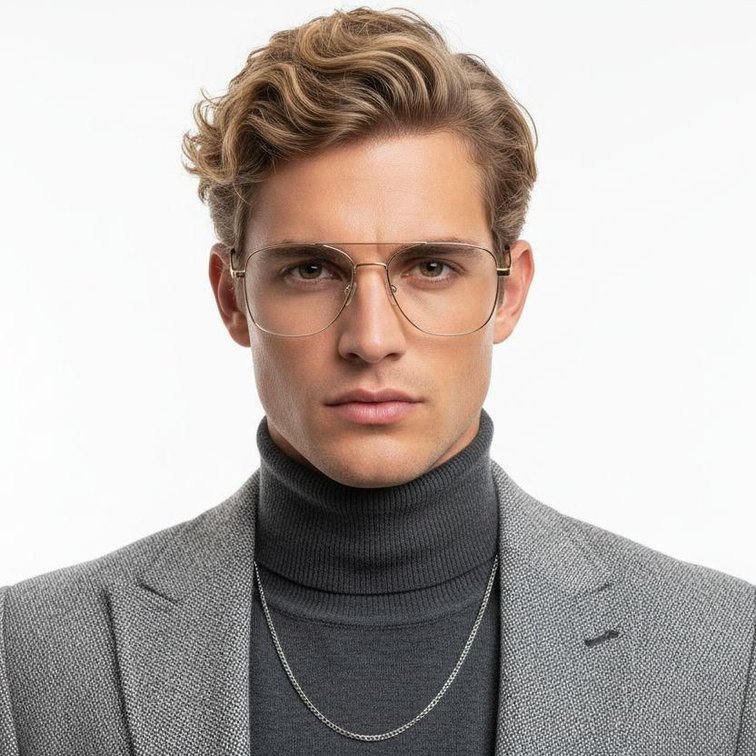 Aviator Golden Metal Glasses #BS0420-0299