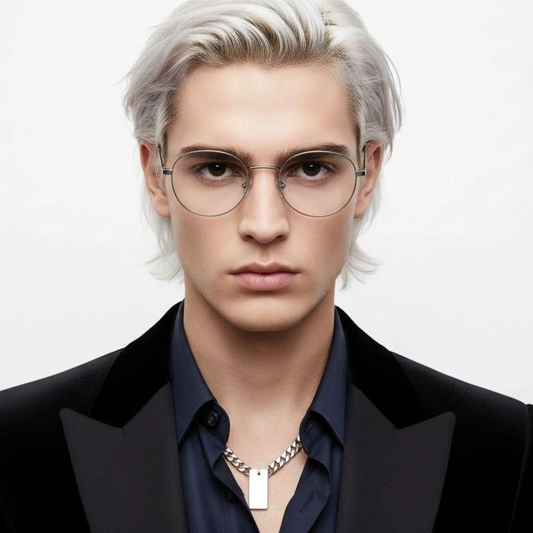 Occhiali rotondi in metallo argentato #BS0420-0304