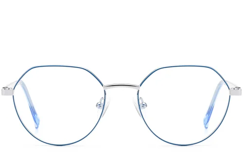 Lunettes rondes en métal bleu #BS0420-0308