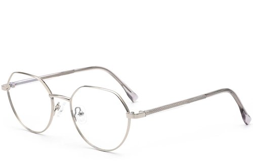 Lunettes rondes en métal argenté #BS0420-0309