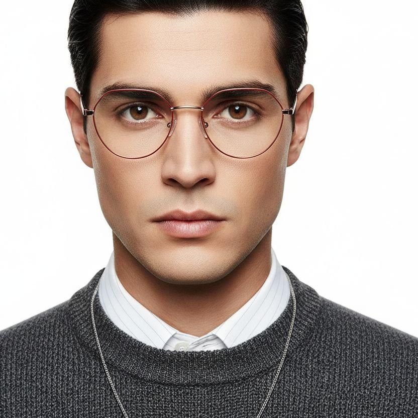 Gafas redondas de metal rojo #BS0420-0310