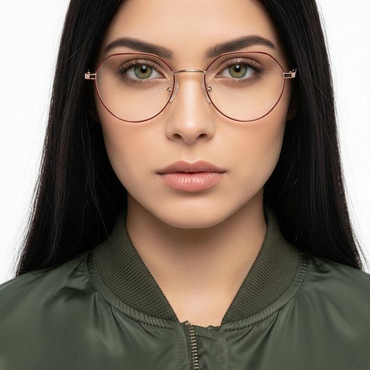 Round Red Metal Glasses #BS0420-0310