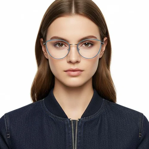 Lunettes papillon en métal bleu #BS0420-0311