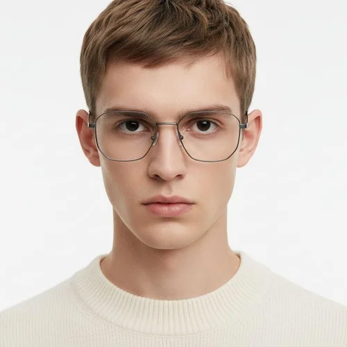 Lunettes géométriques en métal argenté #BS0420-0313
