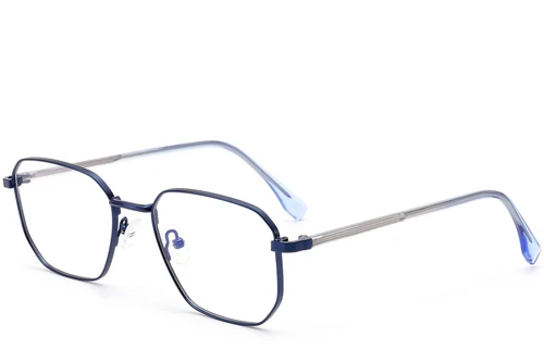 Lunettes géométriques en métal bleu #BS0420-0315