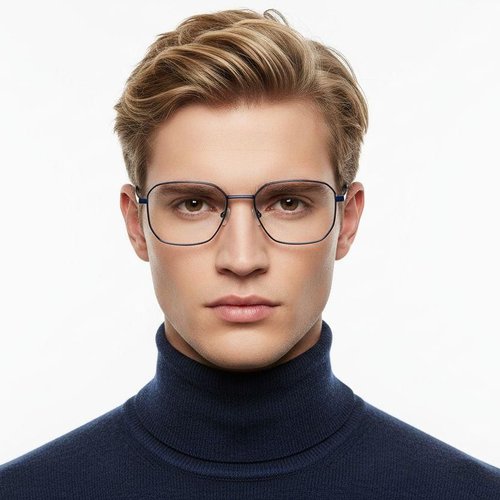 Lunettes géométriques en métal bleu #BS0420-0315