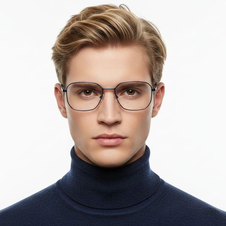 Gafas geométricas de metal azul #BS0420-0315