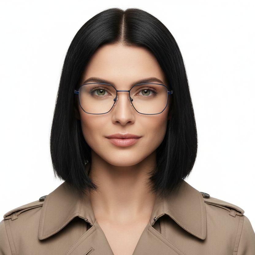 Gafas geométricas de metal azul #BS0420-0315