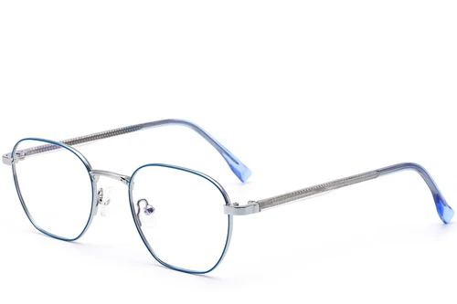 Rechteckige blaue Metallbrille #BS0420-0316