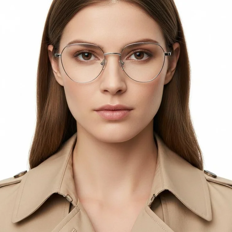 Gafas ovaladas de metal plateado #BS0420-0320
