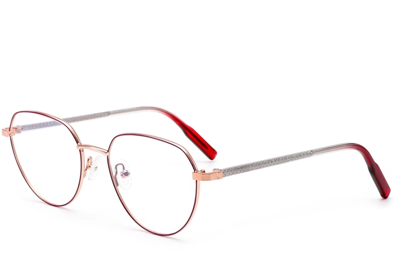 Oval Red Metal Glasses #BS0420-0321