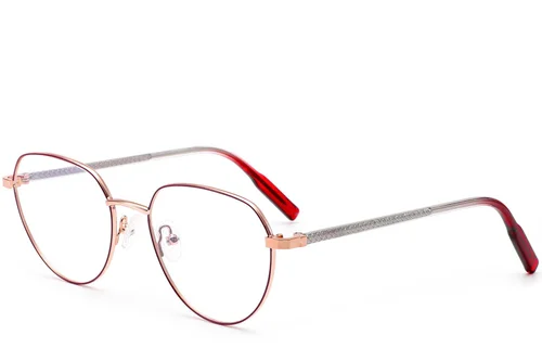 Lunettes ovales en métal rouge #BS0420-0321