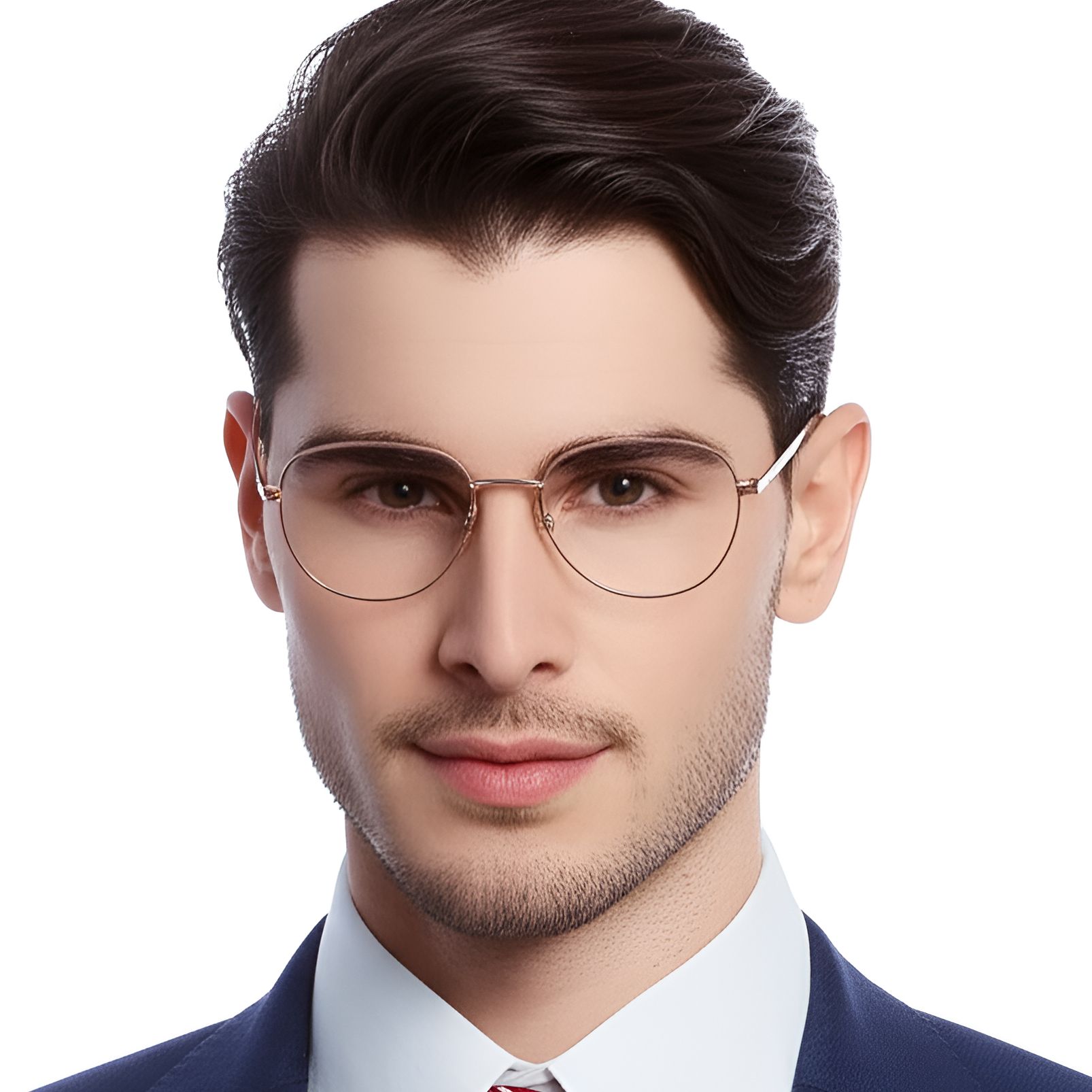 Oval Red Metal Glasses #BS0420-0321