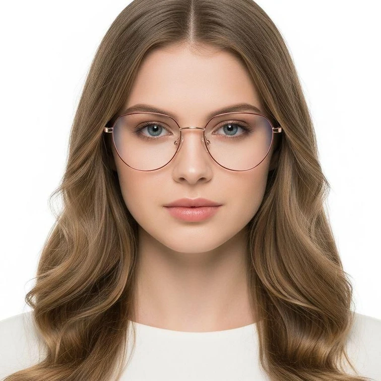Oval Red Metal Glasses #BS0420-0321