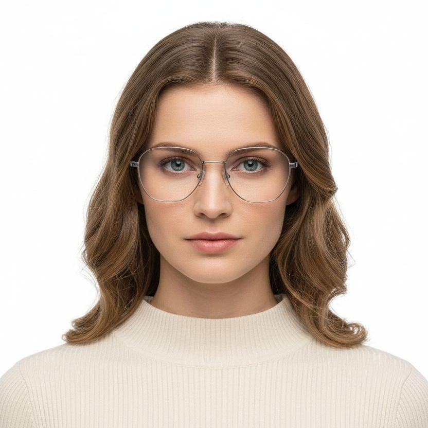 Gafas geométricas de metal plateado #BS0420-0324