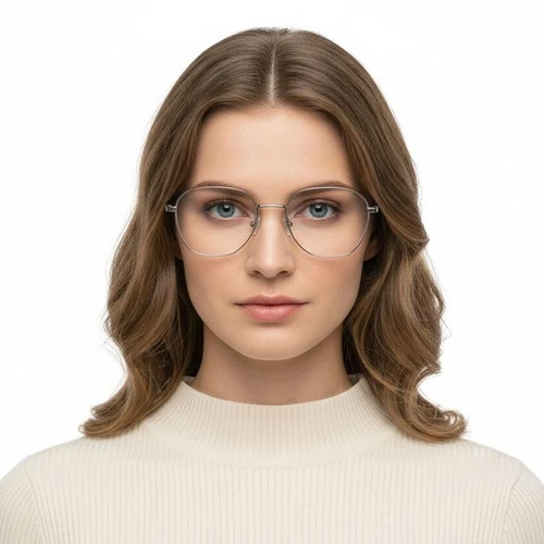 Gafas geométricas de metal plateado #BS0420-0324