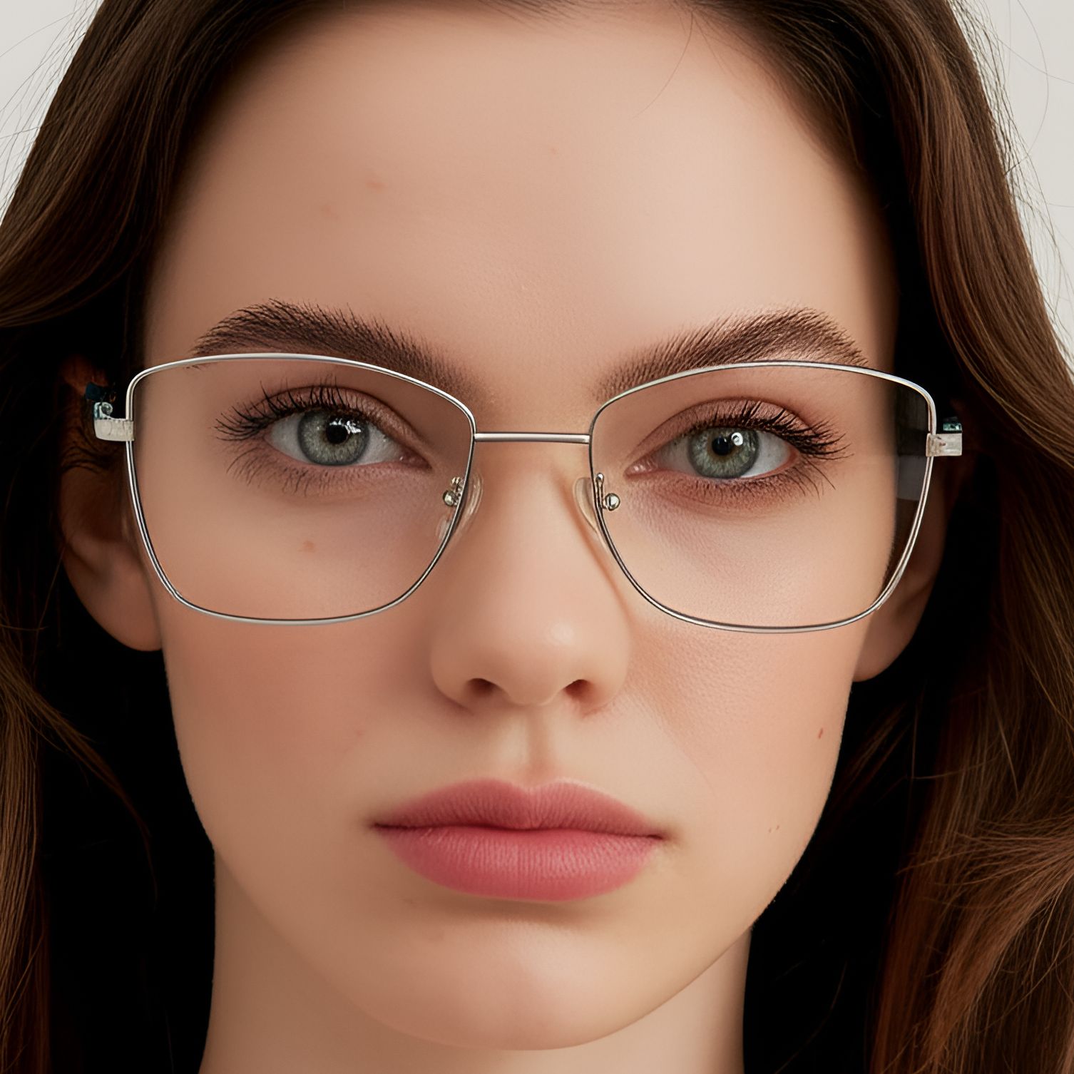 Rectangular Silver Metal Glasses #BS0420-0328